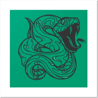 silver and emerald serpent house of ambition, lines Posters and Art